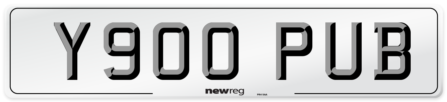 Y900 PUB Number Plate from New Reg